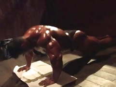 Str8 bodybuilder in backstage